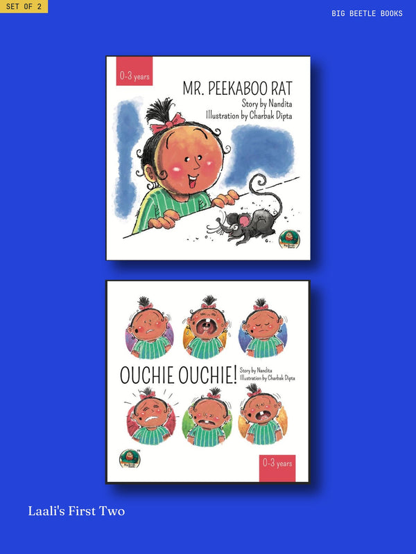 Laali's First Two: Mr Peekaboo Rat and Ouchie Ouchie, both covers shown in full